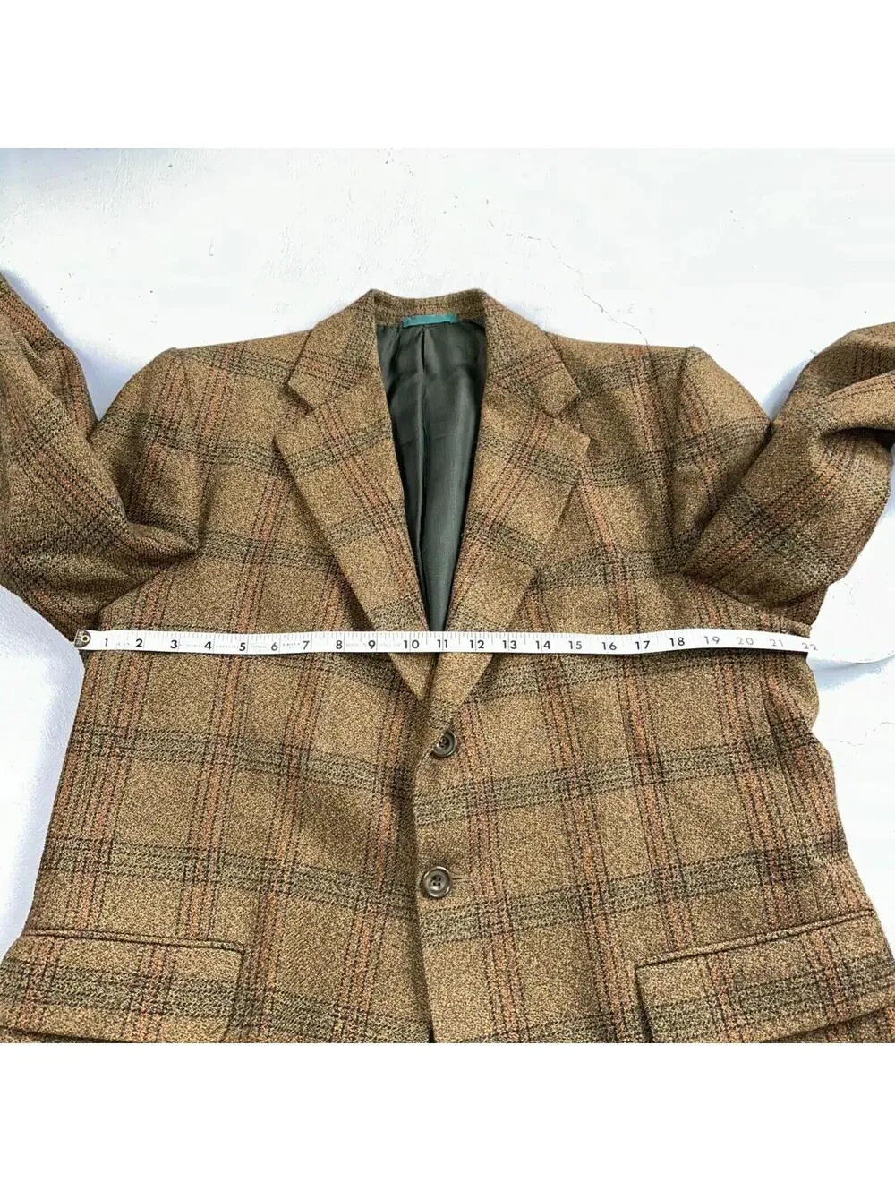 VTG Mens Suit 42 Jacket Sport Coat Rockabilly 80s 70s Wool Stripe Brown Short